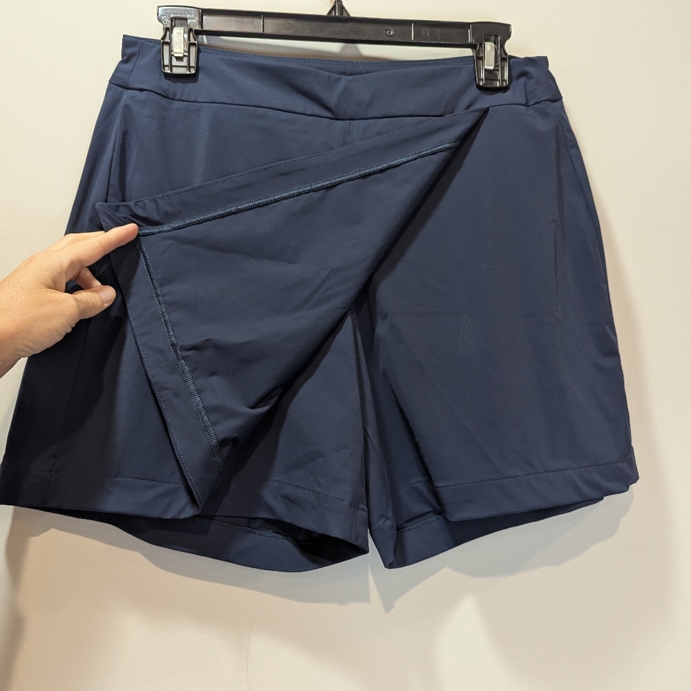 Spanx Sunshine Navy Blue Wrap Skort 6" Inseam Size S Quick Dry - Picture 2 of 7